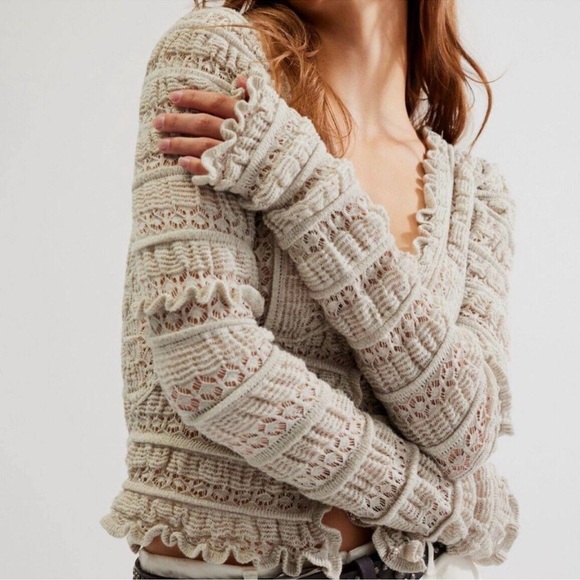 Free People Wild Roses Cardi in Grey - Picture 2 of 7